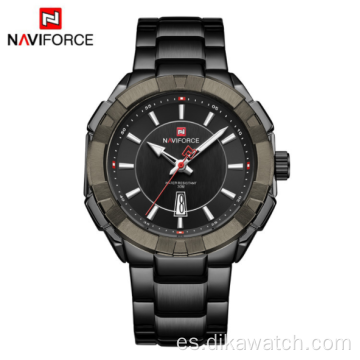 NAVIFORCE 9176 reloj de cuarzo con banda de acero resistente al agua con personalidad de moda para hombre